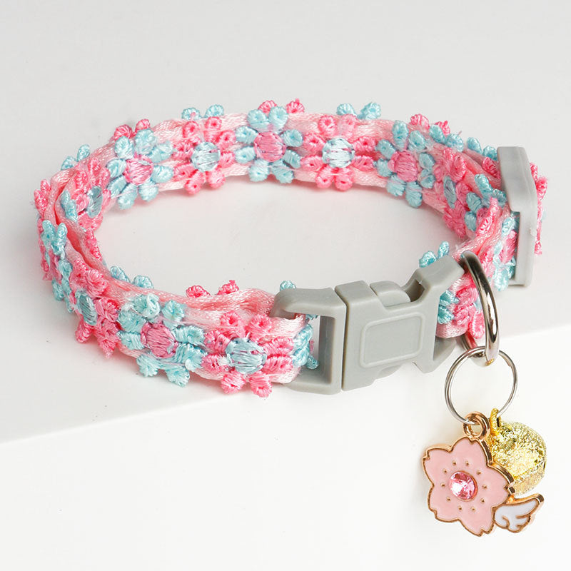 Pet Collar Cat Collar Lace Embroidery Dog Accessories With Bell Pet Accessories Neck Collar Collar